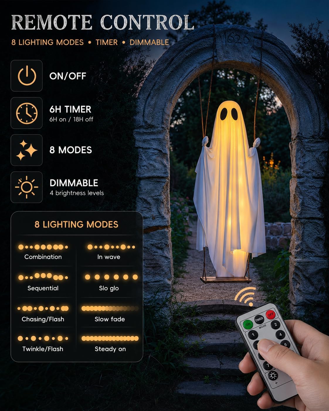 Ghost swing remote control and lighting modes